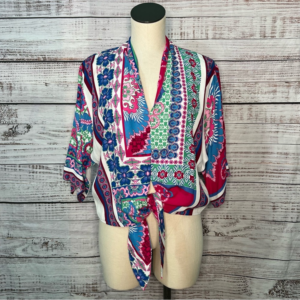 Fifteen Twenty Daria Blouse Print Medium Vibrant Floral Paisley Flowy Top